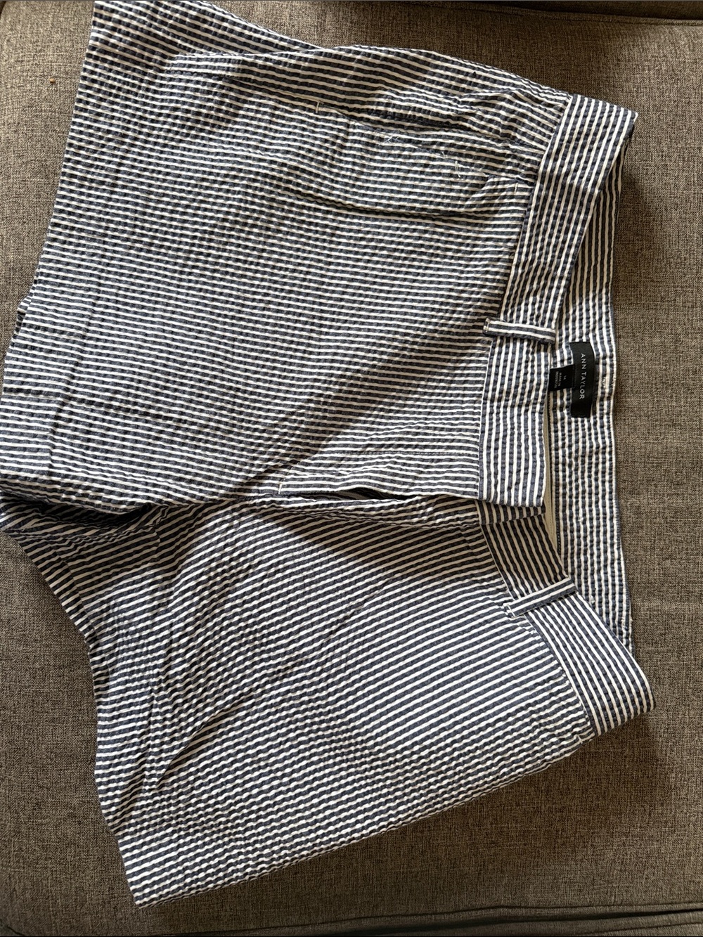 Ann Taylor Black and White Striped High-Waist Women’s Shorts